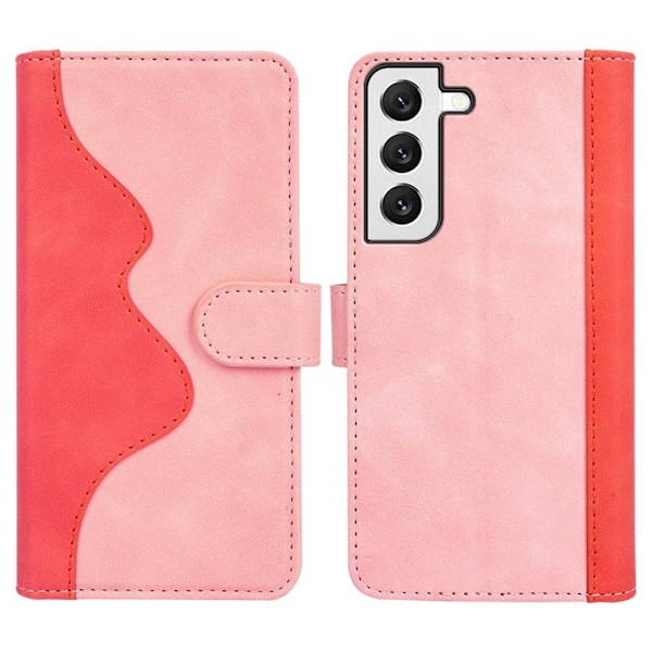 Kaksivärinen nahkainen läppäkotelo Samsung Galaxy S22 - Pinkki Pink