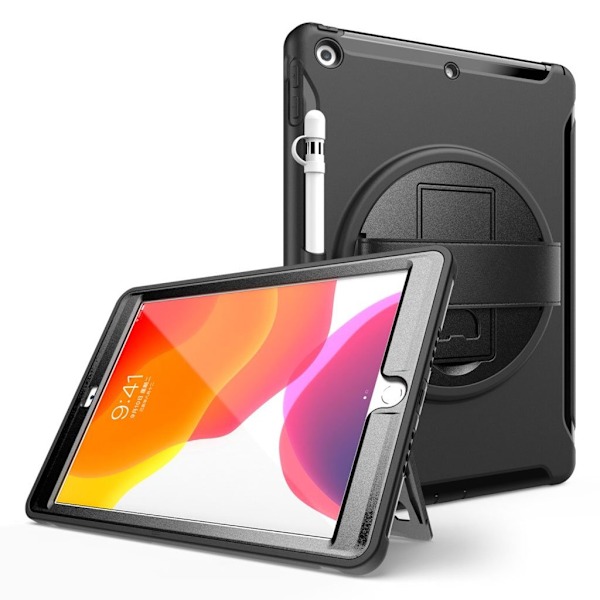 iPad 10.2 (2019) 360 drejelig holdbart etui - Sort Black
