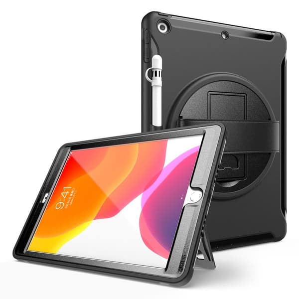 iPad 10.2 (2019) 360 sving holdbar etui - Sort Black