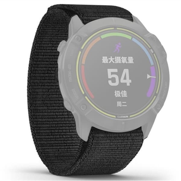22 mm nylon loop urrem til Garmin-ur - Sort Black