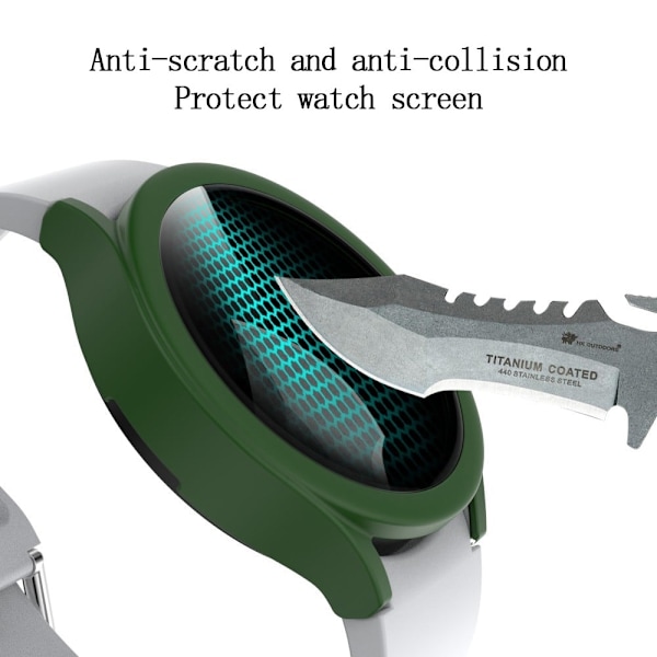 Samsung Galaxy Watch 4 (44mm) matte cover with tempered glass screen protector - Midnight Green Grön