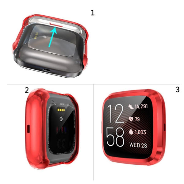 Fitbit Versa 2 elektropläteringsfodral - Röd Röd