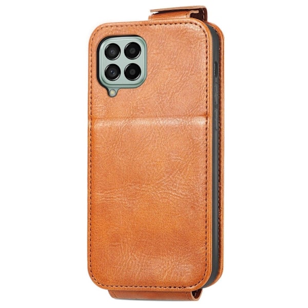 Vertical Flip Phone Etui med Zipper til Samsung Galaxy A12 5G - Brun Brown