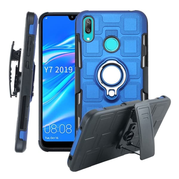 Huawei Y7 2019 geometriskt hybridskal - Ljusblå Blå
