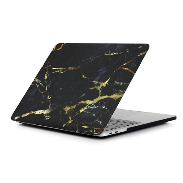 MacBook Pro 15 Touchbar beskyttelsesetui i plastik med printet mønster - Marmor mønster/Sort og Guld Multicolor