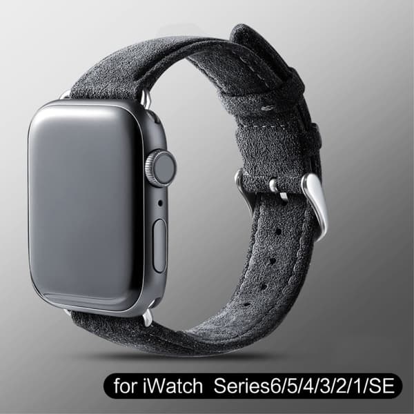 Apple Watch Series 8 (41mm) mokkanahkaranneke - Tummanharmaa Silver grey