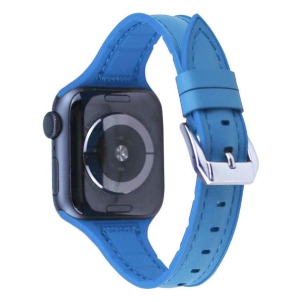 Apple Watch Series 5 40mm silikone læderarmbånd - Blå Blue