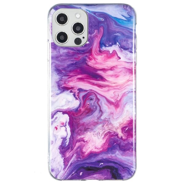 Marble iPhone 12 Pro Max Etui - Rød Multicolor