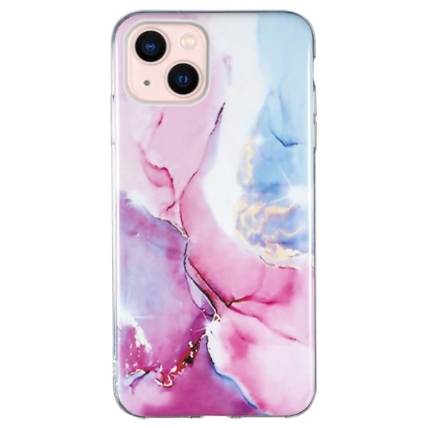 Marble iPhone 14 Etui - Rosa / Blå Pink
