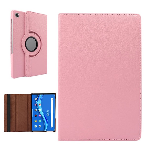 Lenovo Tab M10 FHD Plus 360 graders litchi-tekstur læderetui - Lyserød Pink