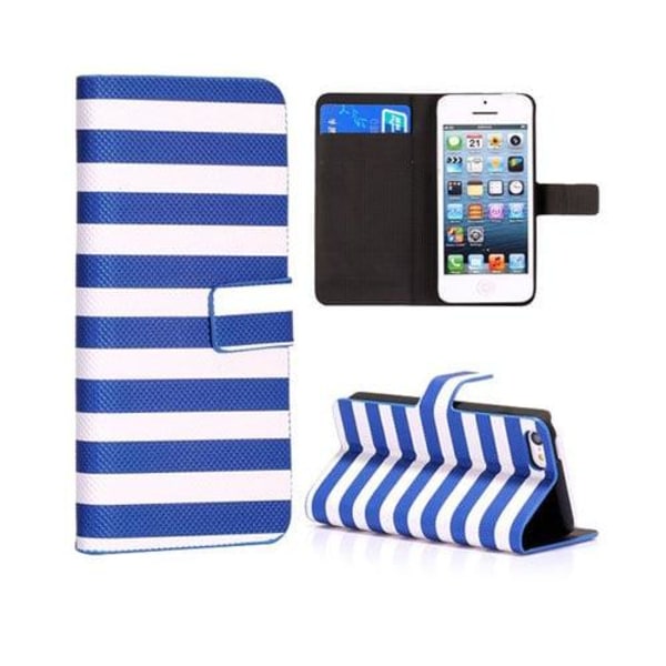 Stripes (Blå/Vit) iPhone 5C Läderfodral Blå