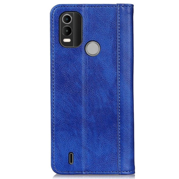 Äkta läder Nokia C21 Plus fodral med magnetisk stängning Blå