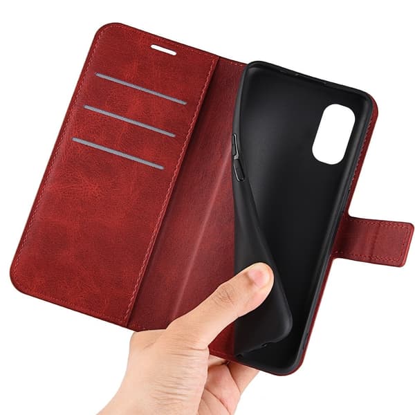 Lompakko Nahkakotelo For Motorola Moto E30 / E40 - Punainen Red