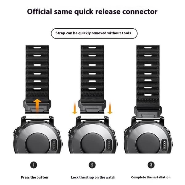 22 mm Canvas Nylon Armband Garmin Fenix 8 47 mm / Fenix E 47 mm / Quatix 7 Pro Quick Release Universal Watch Band - Svart / Grå Silvergrå
