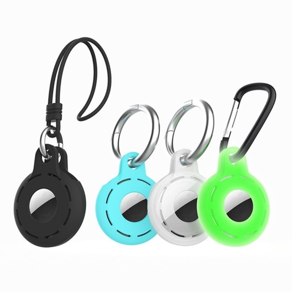 4Pcs AirTags protective cover with strap and carabiner - Black / Multicolor