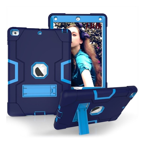 iPad (2017) bi-farve silikone hybrid etui - Baby blå / Mørkeblå Blue