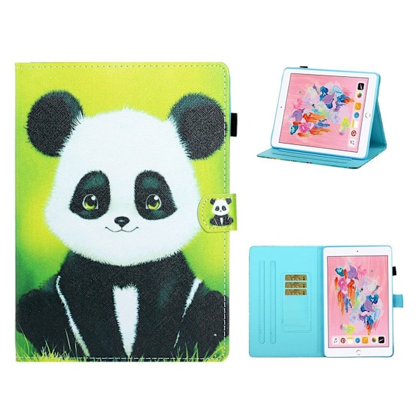 iPad 10.2 (2019) tyylikäs kuvioitu nahkainen kääntö kotelo - Panda Multicolor