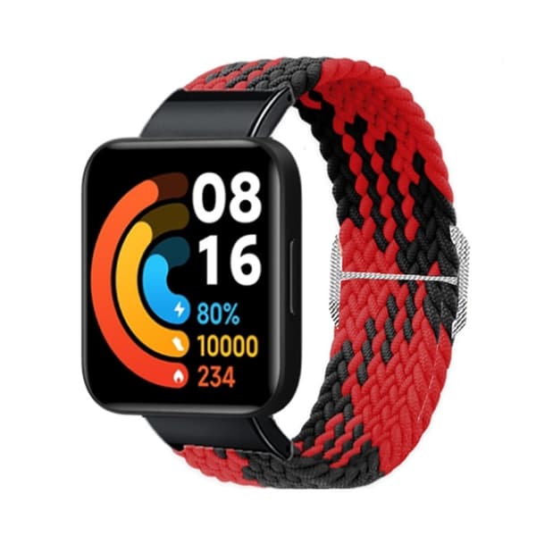 Xiaomi Redmi Watch 2 nylon elastisk klokkerem - Rød / Svart Red