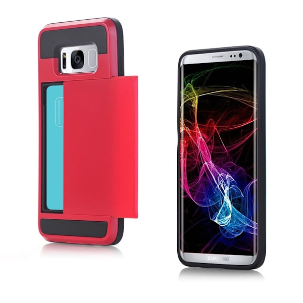 Samsung Galaxy S8+ hybridskal m. gömt kortfack - Röd Röd