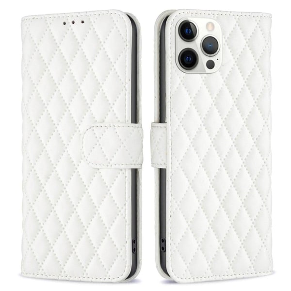Rhombus mat iPhone 12 Pro Max flip etui - Hvid White