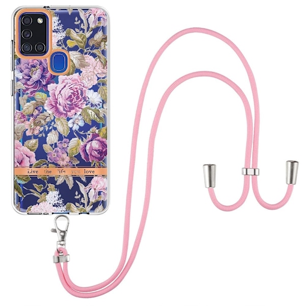 Slimmat och tåligt mjukband med nyckelband för Samsung Galaxy A21s - Lila Pion Lila