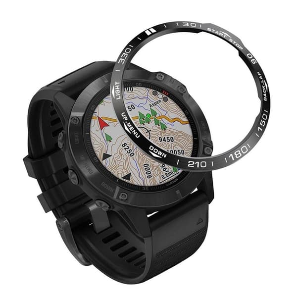 Garmin Fenix ​​6 kule rustfritt stål bezel - Black / White Black