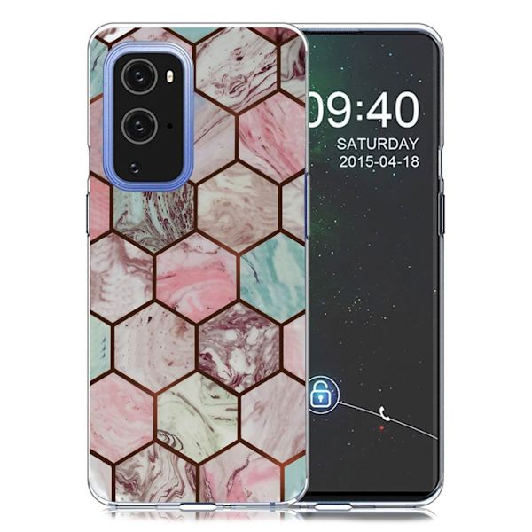 Marble OnePlus 9 Pro Etui - Honeycomb Klinkekule Mønster Multicolor