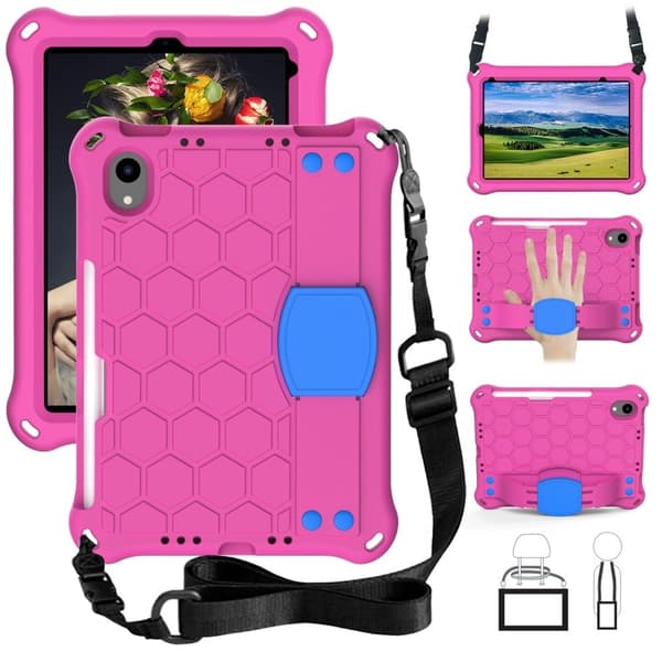 EVA-tabletskal med bikagestruktur og skulderrem iPad mini (2021) - Rose / Blå Pink