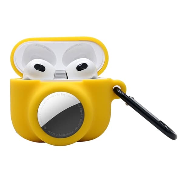 AirPods 3 / AirTag 2-i-1 silikonöverdrag - Gul Gul