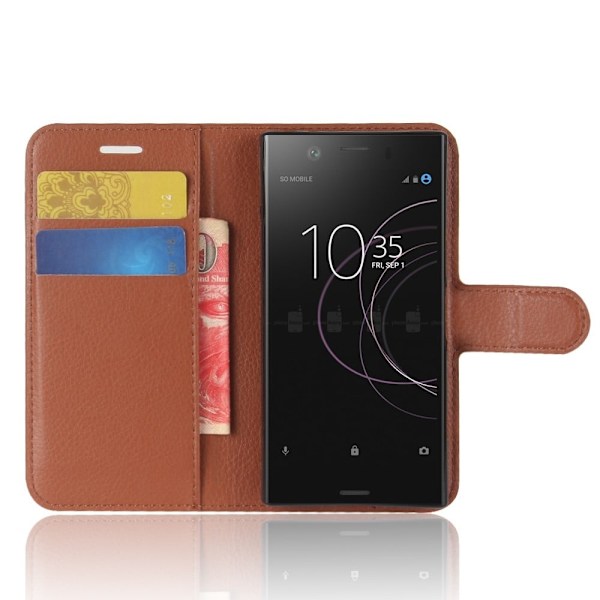 Sony Xperia XZ1 Compact etui har indbygget pung - Brun Brown
