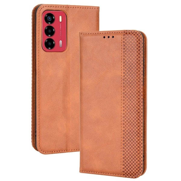Bofink Vintage läder ZTE Blade A72 / ZTE V40 Vita fodral - Brun Brun