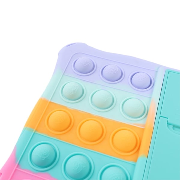 iPad 10.9 (2022) fidget bubbel silikonfodral med kickstand - Färgstark Ljusblå multifärg