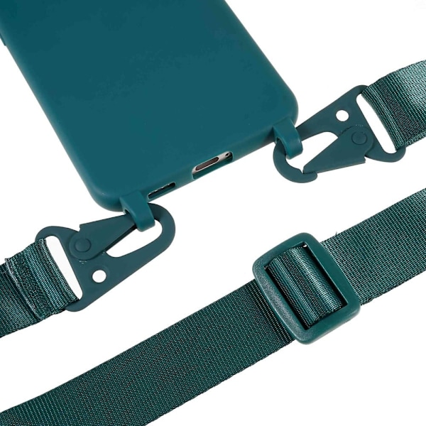 Tyndt TPU-etui med mat finish og justerbar strop til Samsung Galaxy S22 - Mørkegrøn Green