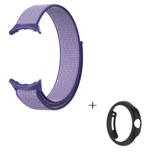 Elastisk klokkerem i nylon med svart deksel til Google Pixel Watch - Blå / Lilla Purple