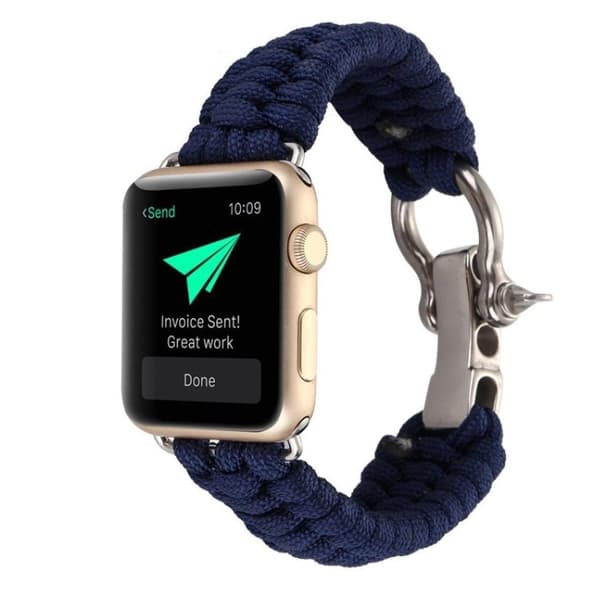 Apple Watch Series 4 40mm klockarmband med flätat rep - Mörkblå Blå