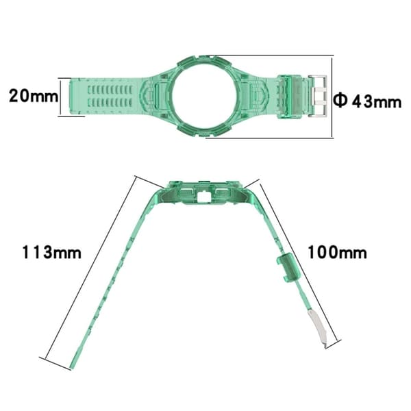 Samsung Galaxy Watch 5 / 4 (40mm) ranneke ja suojus - Läpinäkyvä Vihreä Green