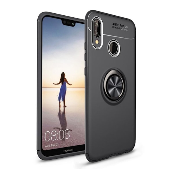 Huawei P20 Lite finger ring TPU etui - Sort Black