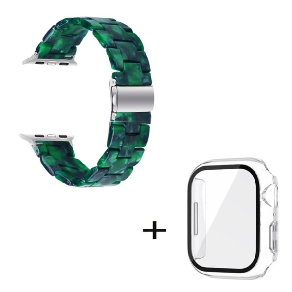Apple Watch SE 2022 (40mm) klockarmband med 3 pärlor i resin och genomskinligt hölje - Matt Grön Grön