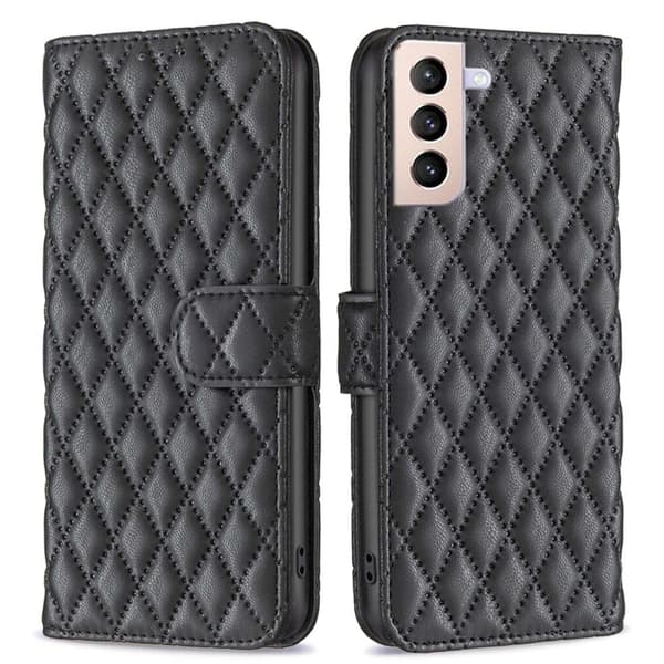 Rhombus mat Samsung Galaxy S21 Plus 5G flip etui - Sort Black
