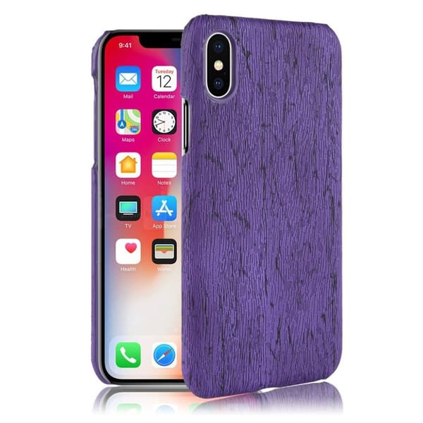 iPhone XS Max mobilskal plast syntetläder trätextur - Lila Lila