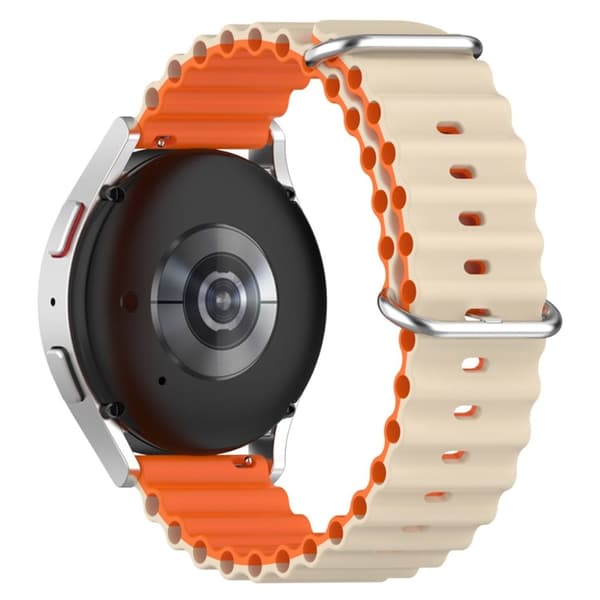 22 mm universal tofarvet silikone-urrem - Stjerne Lys / Orange Orange