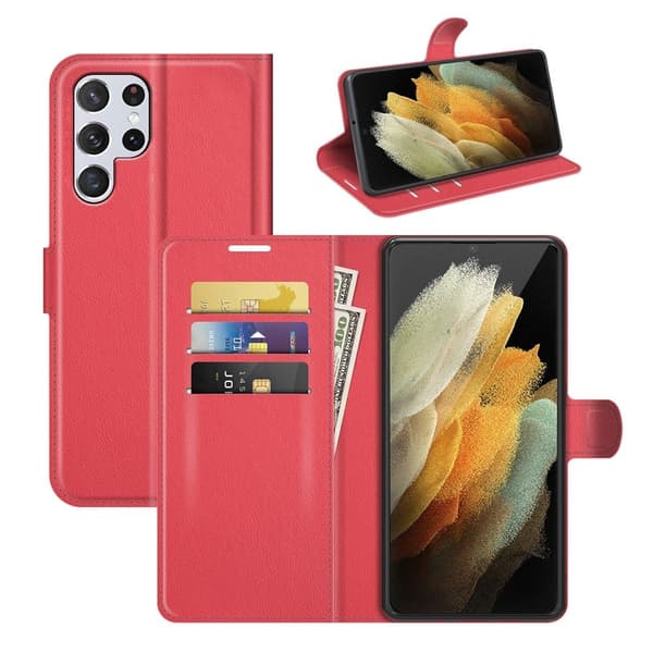Classic Samsung Galaxy S22 Ultra Flippetui - Rød Red