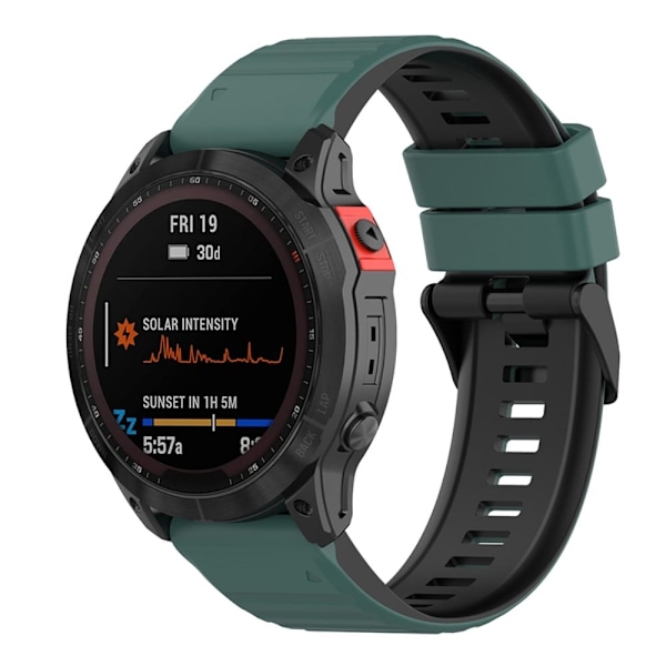 Garmin Fenix 7 tofarvet silikone-urrem - Olivengrøn / Sort Green