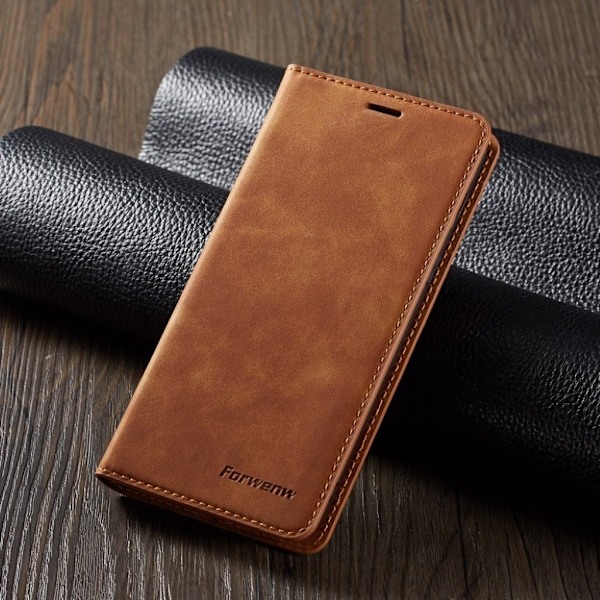 FORWENW Samsung Galaxy A8 (2018) nahkainen  suojakotelo - Ruskea Brown