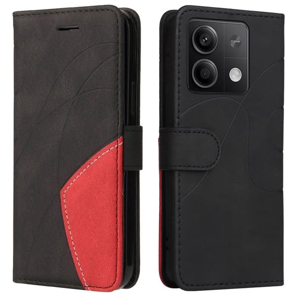 Teksturoitu nahkakotelo hihnalla Xiaomi Redmi Note 13 5G  - Musta Black