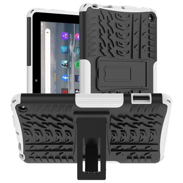 Tire pattern kickstand case for Amazon Fire 7 (2022) - White Vit