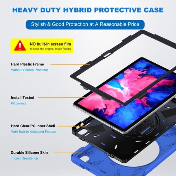 Lenovo Tab P11 360 vridbar kickstand-hållare + silikonfodral - Blå Blå