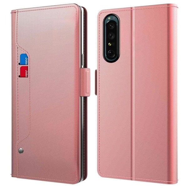 Phone Suojakotelo With Make-up Mirror And Slick Design For Sony Xperia 5 III - Ruusukulta Pink