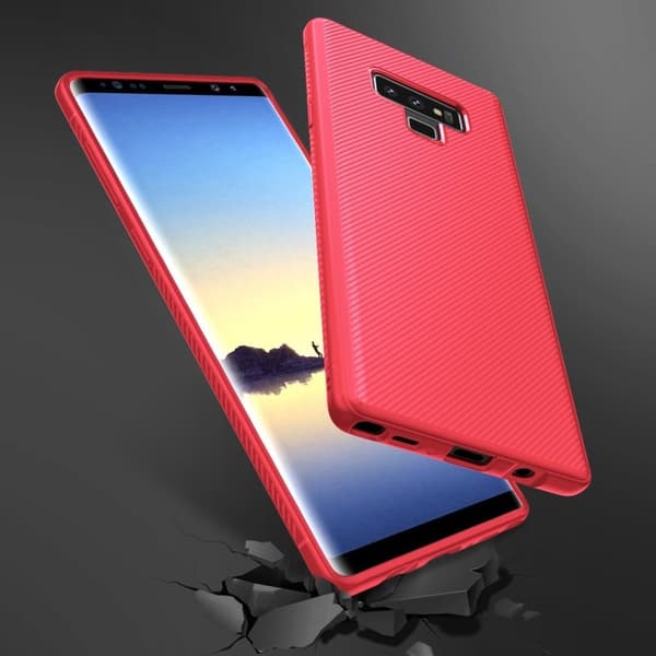 Samsung Galaxy Note9 Tvilli Rakenne Pinnoitettu Silikooni Takasuoja Kuori - Punainen Red
