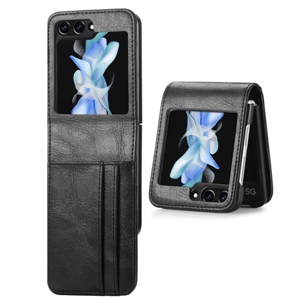 Samsung Galaxy Z Flip5 flipfodral i läder - Svart Svart